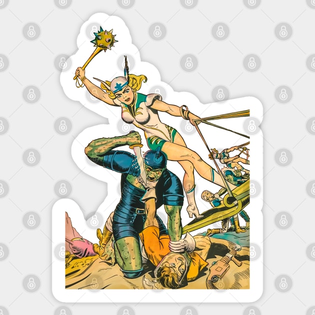 Powerful Beautiful Woman Mysta Of The Moon Warrior Sexy Girl Comic Cartoon Alien Retro Vintage Sticker by REVISTANGO